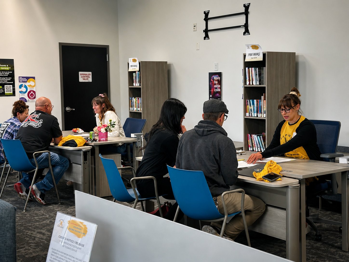 A pro bono attorney working with an applicant at an Expunge Colorado record sealing clinic